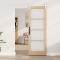 Porte coulissante avec kit de matériel 73,5x198,5 cm en bois massif de pin 