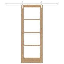 Porte coulissante avec kit de matériel 73,5x198,5 cm en bois massif de pin 