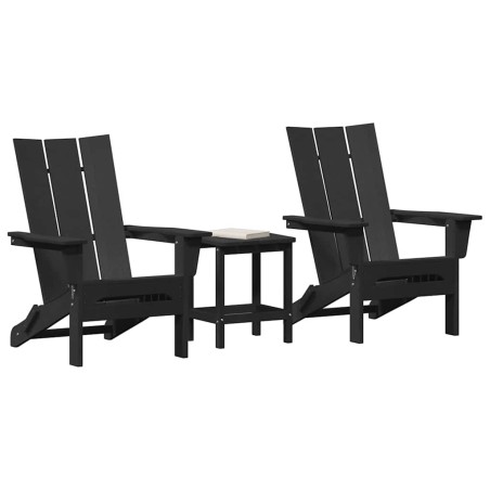 Ensemble de jardin 3 pièces Noir HDPE 