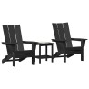 Ensemble de jardin 3 pièces Noir HDPE 