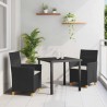 Set de jardin 3 pièces avec des coussins en poly rattan noir. 