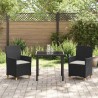 Set de jardin 3 pièces avec des coussins en poly rattan noir. 