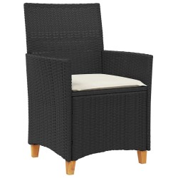 Set de jardin 3 pièces avec des coussins en poly rattan noir. 