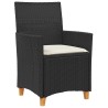 Set de jardin 3 pièces avec des coussins en poly rattan noir. 