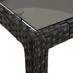 Table à manger de jardin noire 250x100x75 cm rattan poly 
