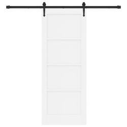 Porte Coulissante avec Ensemble de Quincaillerie Blanche 78x202 cm Bois Massif de Pin 
