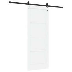 Porte Coulissante avec Ensemble de Quincaillerie Blanche 78x202 cm Bois Massif de Pin 