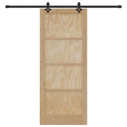 Porte coulissante avec ensemble de quincaillerie 'ORKDAL'en bois massif de pin 