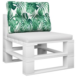 Coussin de palette motif de feuilles 60x40x12 cm tissu 