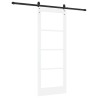 Porte coulissante avec kit de quincaillerie "ORKDAL" Bois massif blanc et verre 