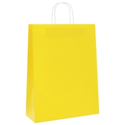 Sacs en papier 50 pcs avec poignées jaune 32x12x42 cm 