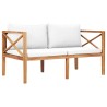 Banc de jardin avec coussins crème Bois de teck solide 