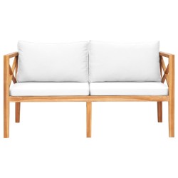 Banc de jardin avec coussins crème Bois de teck solide 