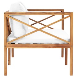 Banc de jardin avec coussins crème Bois de teck solide 
