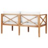 Banc de jardin avec coussins crème Bois de teck solide 