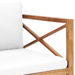 Banc de jardin avec coussins crème Bois de teck solide 