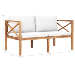 Banc de jardin avec coussins crème Bois de teck solide 