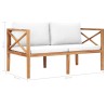 Banc de jardin avec coussins crème Bois de teck solide 