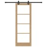 Porte Coulissante avec Kit de Quincaillerie 'ORKDAL'Bois Massif & Verre 