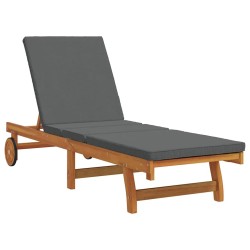 Fauteuil roulant avec table et coussin en bois d'acacia massif 