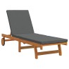 Fauteuil roulant avec table et coussin en bois d'acacia massif 