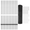 Set de Clôture de Jardin Gris 1.2 x 25 m Acier Revêtu de Poudre 