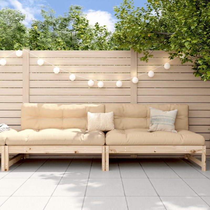 Canapés centraux de jardin 2 pcs 120x80 cm bois de pin massif 