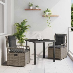 Ensemble de salle à manger de jardin 3 pièces en poly rattan gris 