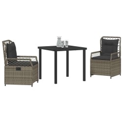 Ensemble de salle à manger de jardin 3 pièces en poly rattan gris 