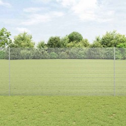 Clôture en fil soudé avec 22 poteaux en U Argent 1.4x25 m Acier 