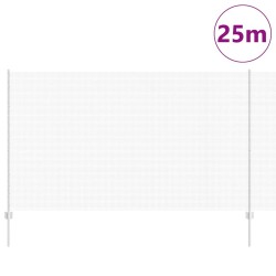 Clôture en fil soudé avec 22 poteaux en U Argent 1.4x25 m Acier 