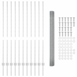 Clôture en fil soudé avec 22 poteaux en U Argent 1.4x25 m Acier 