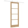 Porte coulissante avec set de quincaillerie 'ORKDAL'bois massif et verre 