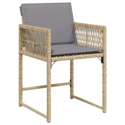 Ensemble de salle à manger de jardin , 5 pièces, avec coussins en poly rotin beige. 