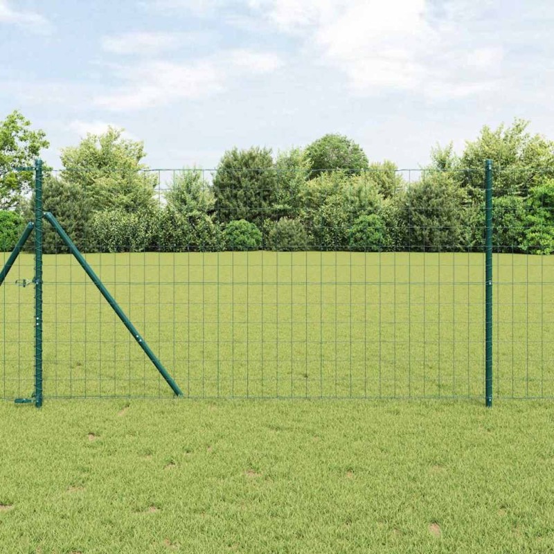 Clôture Euro avec 13 poteaux 1,2 x 25 m en acier galvanisé vert 