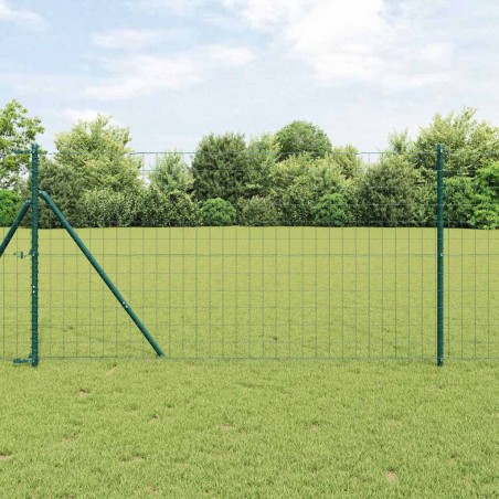 Clôture Euro avec 13 poteaux 1,2 x 25 m en acier galvanisé vert 