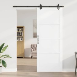 Porte coulissante avec matériel blanc 93x232 cm en pin massif 