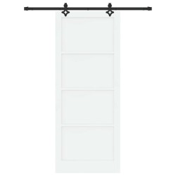 Porte coulissante avec matériel blanc 93x232 cm en pin massif 