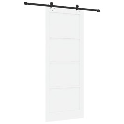 Porte coulissante avec matériel blanc 93x232 cm en pin massif 