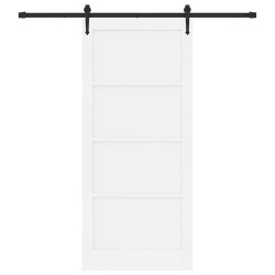Porte coulissante avec kit de quincaillerie blanche 93x211 cm en bois massif de pin 