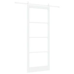 Porte Coulissante avec Quincaillerie Set 'ORKDAL'Bois Massif Blanc & Verre 
