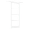 Porte Coulissante avec Quincaillerie Set 'ORKDAL'Bois Massif Blanc & Verre 