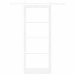 Porte Coulissante avec Quincaillerie Set 'ORKDAL'Bois Massif Blanc & Verre 