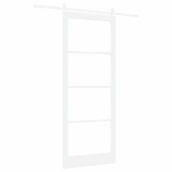 Porte Coulissante avec Quincaillerie Set 'ORKDAL'Bois Massif Blanc & Verre 