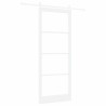 Porte Coulissante avec Quincaillerie Set 'ORKDAL'Bois Massif Blanc & Verre 