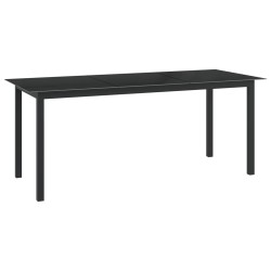 Table de jardin Noir 190x90x74 cm Aluminium et verre 