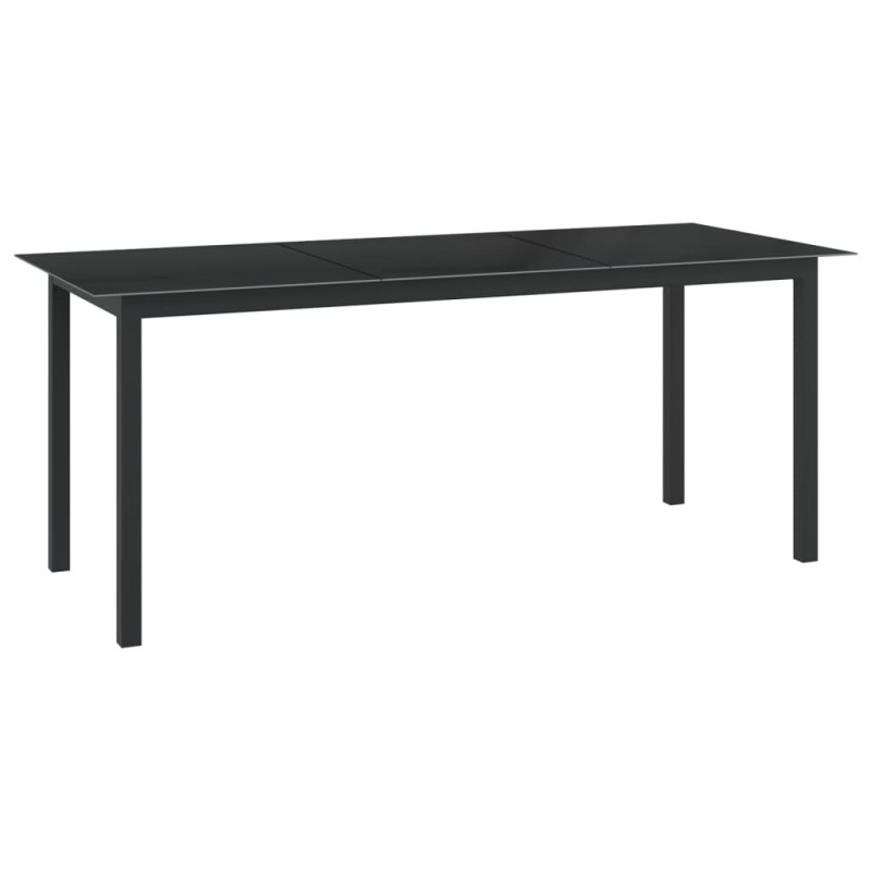 Table de jardin Noir 190x90x74 cm Aluminium et verre 