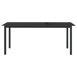 Table de jardin Noir 190x90x74 cm Aluminium et verre 