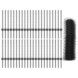 Poteaux de clôture 11 pcs U-Channel gris 60 cm acier 