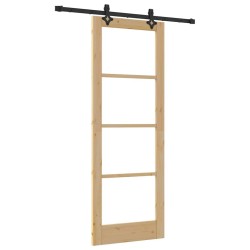 Ensemble de Porte Coulissante avec Quincaillerie 78x211 cm Bois Massif de Pin 